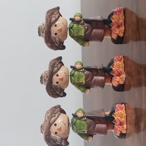 Set of 5 Ceramic Scarecrow Bobble Head Figures - Picture 2 of 7